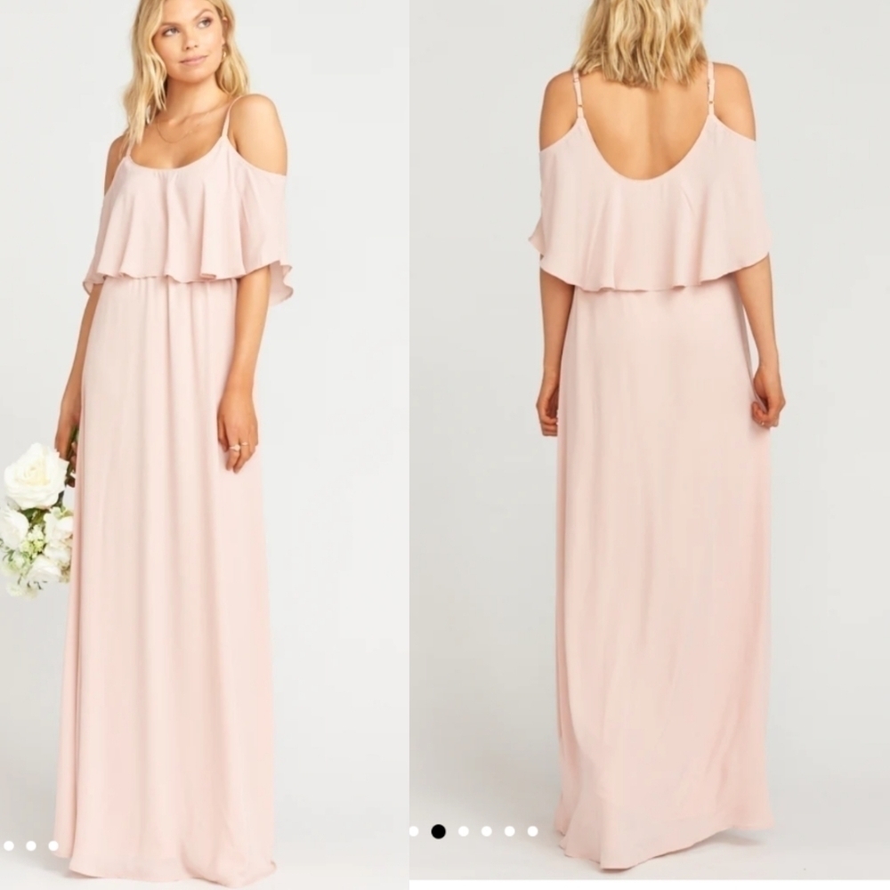 Show Me Your Mumu Caitlin Ruffle Maxi Dress Womens XL Dusty Blush Crisp …